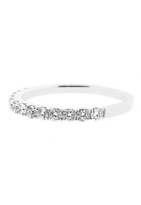 Single Row Micro-Prong Set Band with Round Diamonds in 18k White Gold