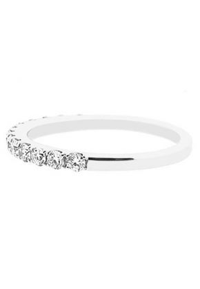 Single Row Micro-Prong Set Band with Round Diamonds in 18k White Gold