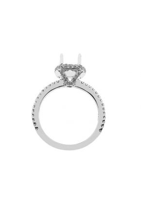 Semi-Mount Square Halo Engagement Ring with Prong and Pav?? Set Diamonds in 18k White Gold