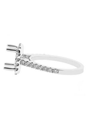 Semi-Mount Square Halo Engagement Ring with Diamonds Set in 18k White Gold