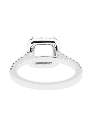 Semi-Mount Square Halo Engagement Ring with Diamonds Set in 18k White Gold