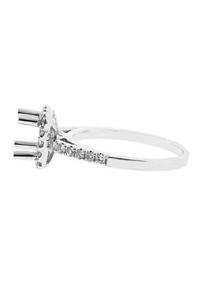 Semi-Mount Square Halo Engagement Ring with Diamonds Set in 18k White Gold