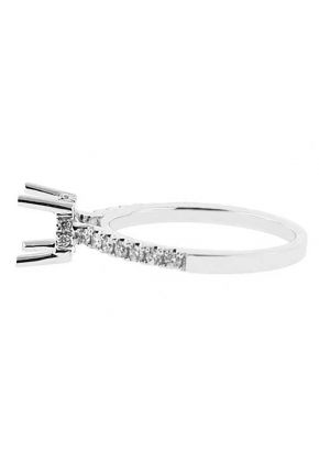 Semi-Mount Engagement Ring with Prong Set Round Diamonds in 18k White Gold