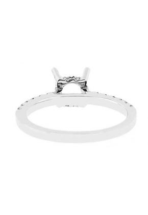 Semi-Mount Engagement Ring with Prong Set Round Diamonds in 18k White Gold