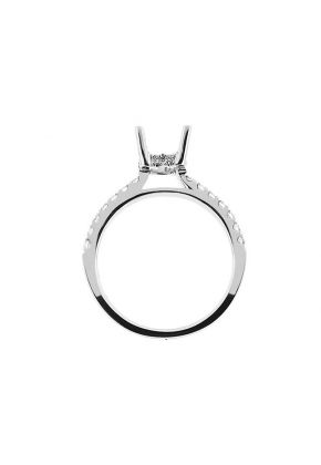 Semi-Mount Engagement Ring with Prong Set Round Diamonds in 18k White Gold
