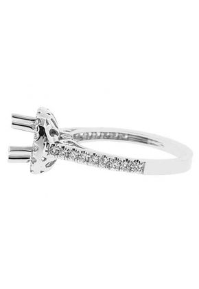 Semi-Mount Square Halo Engagement Ring with Diamonds Set in 18k White Gold