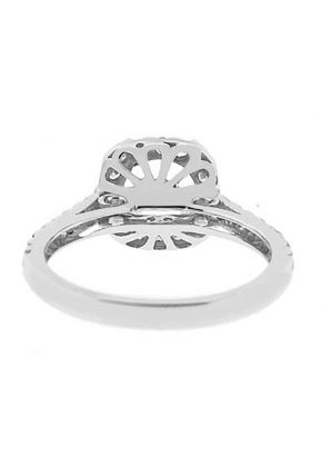 Semi-Mount Square Halo Engagement Ring with Diamonds Set in 18k White Gold
