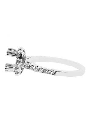 Semi-Mount Square Halo Engagement Ring with Diamonds Set in 18k White Gold