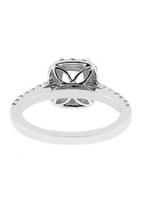Semi-Mount Square Halo Engagement Ring with Diamonds Set in 18k White Gold