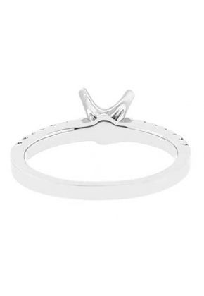 Semi-Mount Engagement Ring with Prong Set Round Diamonds in 18k White Gold
