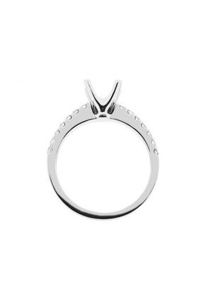 Semi-Mount Engagement Ring with Prong Set Round Diamonds in 18k White Gold