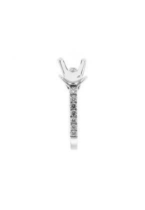 Semi-Mount Engagement Ring with Prong Set Round Diamonds in 18k White Gold