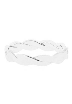 Milgrain Vintage Style Twist Diamond Wedding Band in 18K White Gold