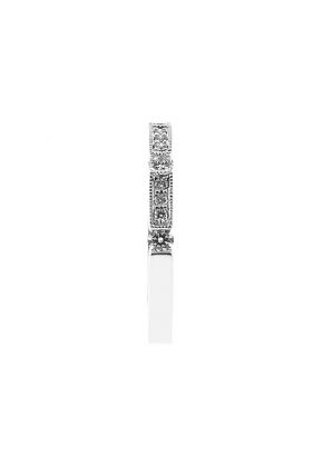 Diamond Vintage Style Milgrain Channel & Prong Set Wedding Band in 18K White Gold