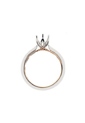 Two-Tone Solitaire Engagement Ring with 18k White Gold Outside and Rose Gold Inside