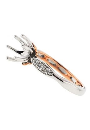 Two-Tone Six Prong Diamond Engagement Ring in 18k White and Rose Gold