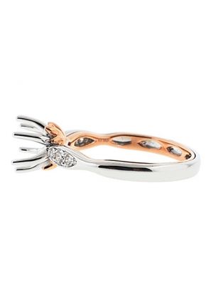 Two-Tone Six Prong Diamond Engagement Ring in 18k White and Rose Gold