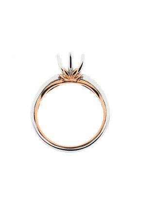 Two-Tone Six Prong Diamond Engagement Ring in 18k White and Rose Gold