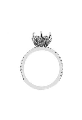 6 Prong Semi Mount Engagement Ring with Micro-Pav?? Set Round Diamonds in 18k White Gold