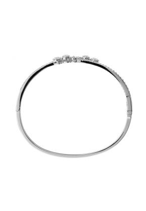 Stylish Diamond Curved Bangle in 18K White Gold