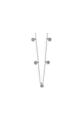 Dangling Flowers Chain Style Diamond Necklace in 18K White Gold