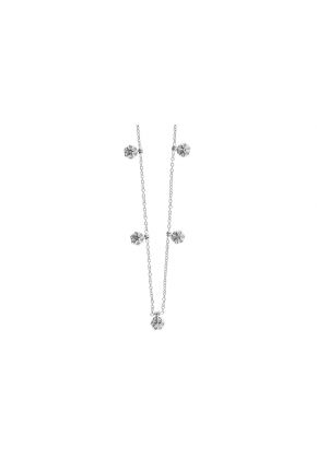 Dangling Flowers Chain Style Diamond Necklace in 18K White Gold