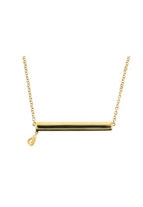 18K Yellow Gold Diamond Bar Necklace Pav?? & Prong Set