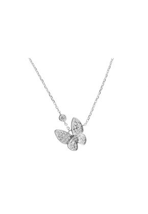 Diamond Flying Butterfly Adjustable Length Necklace in 18K White Gold