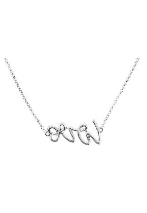 Diamond Script Love Necklace in 18K White Gold