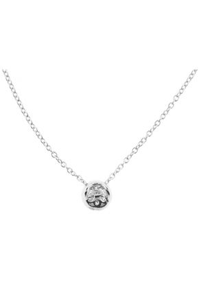 Round Halo Style Solitaire Pendant with Diamonds Set in 18k White Gold