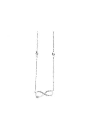 Diamond Infinity Necklace in 18K White Gold w/ Diamonds on the Chain