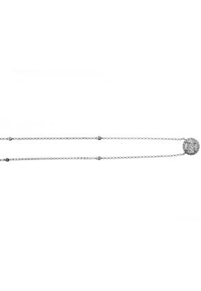 Halo Style Diamond Solitaire Necklace in 18K White Gold