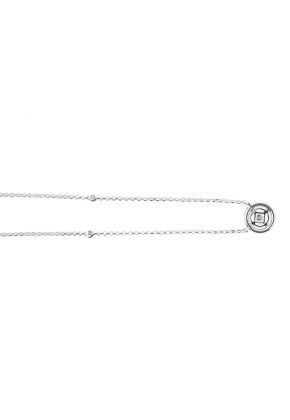 Halo Style Diamond Solitaire Necklace in 18K White Gold