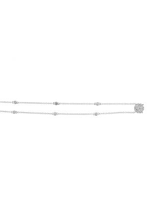 Diamond Solitaire Style Necklace in 18K White Gold with Diamonds on Chain