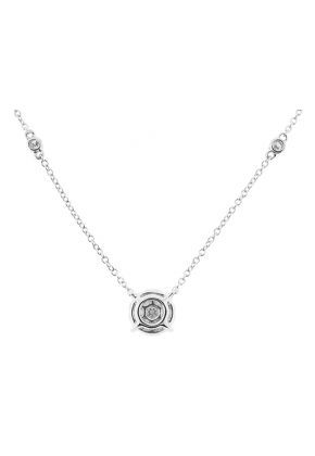 Diamond Solitaire Style Necklace in 18K White Gold with Diamonds on Chain