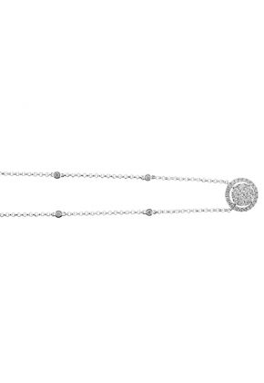 Diamond Halo Style Necklace in 18K White Gold