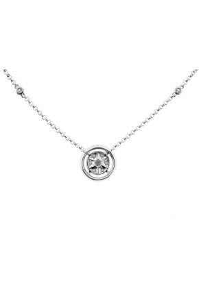Diamond Halo Style Necklace in 18K White Gold