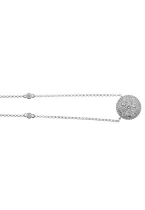 Diamond Round Necklace in 18K White GoldDiamond Round Necklace in 18K White Gold