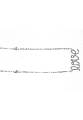 Diamond Love Script Necklace in 18K White Gold