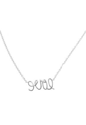 Diamond Love Script Necklace in 18K White Gold
