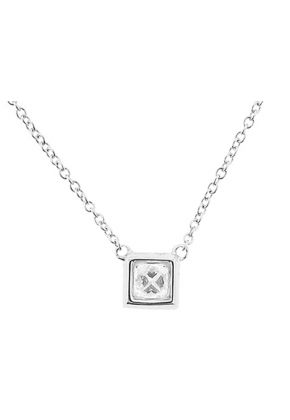 Diamond Necklace with Princess Cut Diamond Center in 18K White Gold