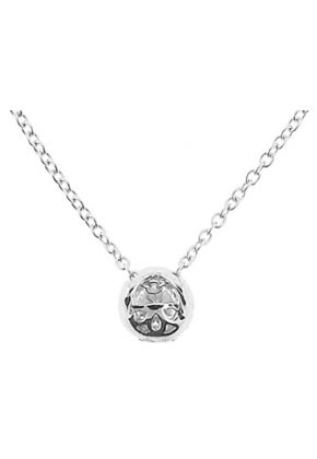 Diamond Solitaire Necklace with Halo in 18K White Gold