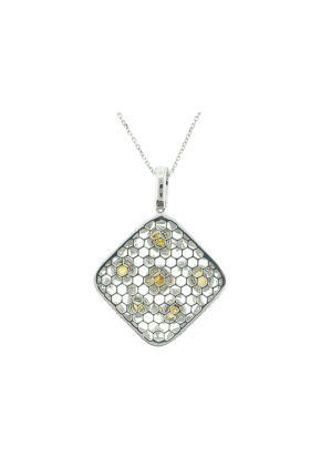 Stylish Diamond Pendant with Fancy Yellow Diamonds in 18K White Gold