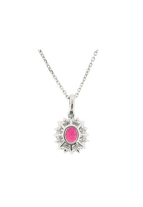 Solitaire Prong Set Ruby and Diamond Pendant Set in 18K White Gold