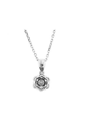 Cluster Pendant with Prong Set Round Diamonds in 18k White Gold