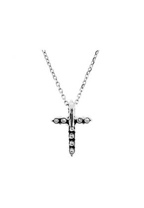 Cross Pendant with Prong Set Diamond Rounds in 18k White Gold