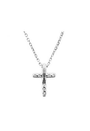 Cross Pendant with Prong Set Diamond Rounds in 18k White Gold