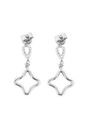 Dangling Post-Back Diamond Earrings with Round Diamonds Set in 18k White Gold