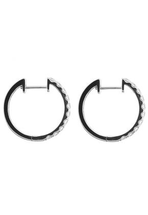 Hoop Earrings with Prong-Set Diamonds in 18k White Gold