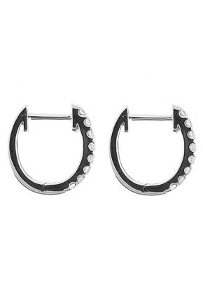 Hoop Earrings with Round Diamonds Set in 18k White Gold